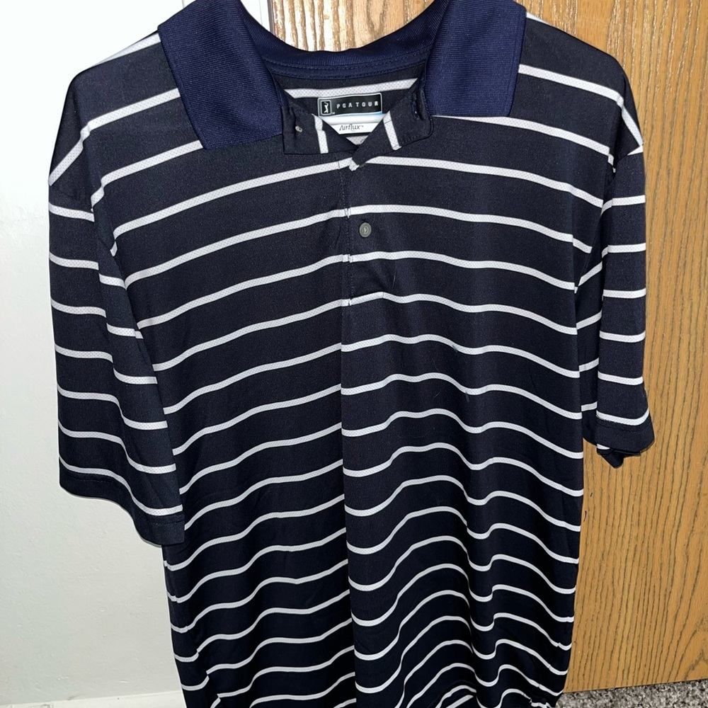Men's Navy Striped Polo Shirt